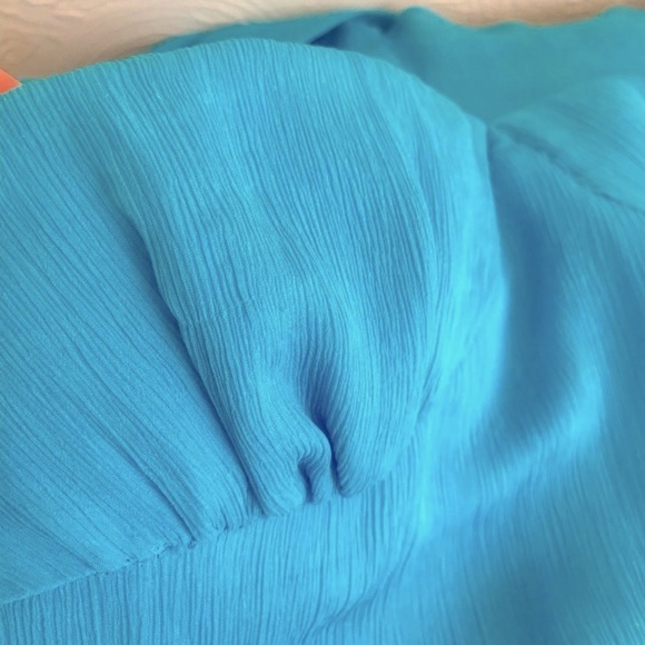 J. Crew Teal Blue Silk Chiffon Voletta Strapless Knee Length Dress, 2 / XS - Picture 8 of 8
